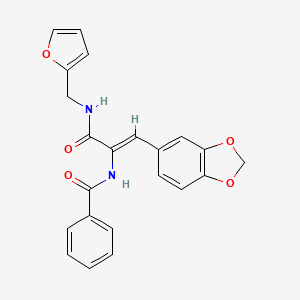 molecular formula C22H18N2O5 B11656291 N-{(1Z)-1-(1,3-benzodioxol-5-yl)-3-[(furan-2-ylmethyl)amino]-3-oxoprop-1-en-2-yl}benzamide 