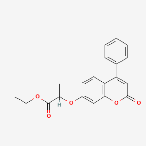 molecular formula C20H18O5 B11656323 ethyl 2-[(2-oxo-4-phenyl-2H-chromen-7-yl)oxy]propanoate 