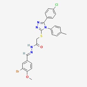 molecular formula C25H21BrClN5O2S B11656335 N'-[(E)-(3-bromo-4-methoxyphenyl)methylidene]-2-{[5-(4-chlorophenyl)-4-(4-methylphenyl)-4H-1,2,4-triazol-3-yl]sulfanyl}acetohydrazide 