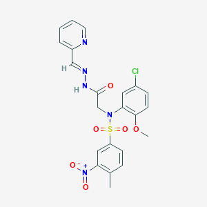 molecular formula C22H20ClN5O6S B11656353 N-(5-Chloro-2-methoxyphenyl)-4-methyl-3-nitro-N-({N'-[(E)-(pyridin-2-YL)methylidene]hydrazinecarbonyl}methyl)benzene-1-sulfonamide 
