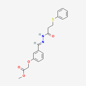 molecular formula C19H20N2O4S B11656438 methyl [3-((E)-{[3-(phenylthio)propanoyl]hydrazono}methyl)phenoxy]acetate 