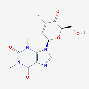 molecular formula C13H13FN4O5 B116565 7-(3-Deoxy-3-fluorohex-2-enopyranosyl-4-ulose)theophylline CAS No. 142270-03-9