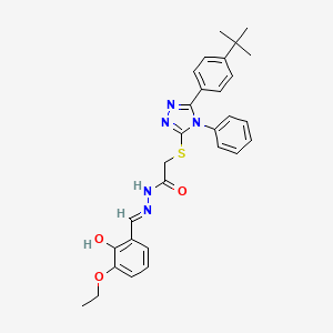 molecular formula C29H31N5O3S B11656515 2-{[5-(4-tert-butylphenyl)-4-phenyl-4H-1,2,4-triazol-3-yl]sulfanyl}-N'-[(E)-(3-ethoxy-2-hydroxyphenyl)methylidene]acetohydrazide 