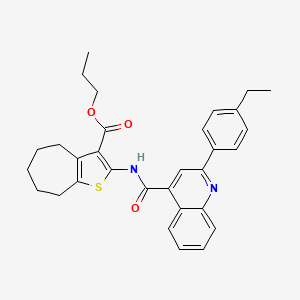 molecular formula C31H32N2O3S B11656561 propyl 2-({[2-(4-ethylphenyl)quinolin-4-yl]carbonyl}amino)-5,6,7,8-tetrahydro-4H-cyclohepta[b]thiophene-3-carboxylate 