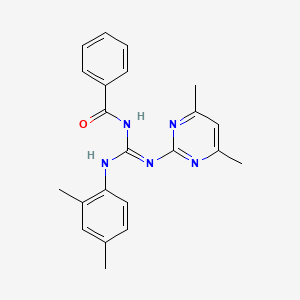 molecular formula C22H23N5O B11656619 N-[(E)-[(2,4-Dimethylphenyl)amino][(4,6-dimethylpyrimidin-2-YL)amino]methylidene]benzamide 