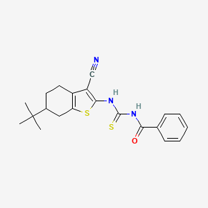 molecular formula C21H23N3OS2 B11656696 N-[(6-tert-butyl-3-cyano-4,5,6,7-tetrahydro-1-benzothiophen-2-yl)carbamothioyl]benzamide 