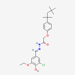 molecular formula C25H33ClN2O4 B11656755 N'-[(E)-(3-chloro-5-ethoxy-4-hydroxyphenyl)methylidene]-2-[4-(2,4,4-trimethylpentan-2-yl)phenoxy]acetohydrazide 
