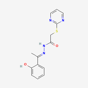 molecular formula C14H14N4O2S B11656897 N'-[(1E)-1-(2-hydroxyphenyl)ethylidene]-2-(pyrimidin-2-ylsulfanyl)acetohydrazide 