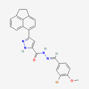 molecular formula C24H19BrN4O2 B11656915 N'-[(E)-(3-Bromo-4-methoxyphenyl)methylidene]-3-(1,2-dihydro-5-acenaphthylenyl)-1H-pyrazole-5-carbohydrazide 