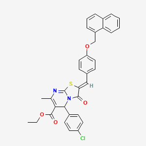 molecular formula C34H27ClN2O4S B11656993 ethyl (2Z)-5-(4-chlorophenyl)-7-methyl-2-[4-(naphthalen-1-ylmethoxy)benzylidene]-3-oxo-2,3-dihydro-5H-[1,3]thiazolo[3,2-a]pyrimidine-6-carboxylate 