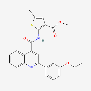 molecular formula C25H22N2O4S B11657023 Methyl 2-({[2-(3-ethoxyphenyl)quinolin-4-yl]carbonyl}amino)-5-methylthiophene-3-carboxylate 