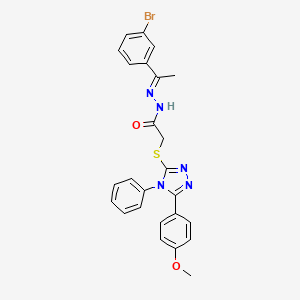 molecular formula C25H22BrN5O2S B11657033 N'-[(1E)-1-(3-bromophenyl)ethylidene]-2-{[5-(4-methoxyphenyl)-4-phenyl-4H-1,2,4-triazol-3-yl]sulfanyl}acetohydrazide 
