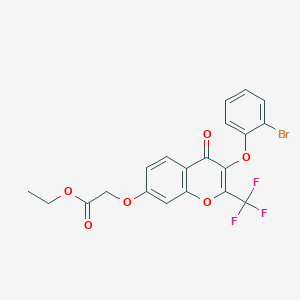 molecular formula C20H14BrF3O6 B11657161 ethyl 2-{[3-(2-bromophenoxy)-4-oxo-2-(trifluoromethyl)-4H-chromen-7-yl]oxy}acetate 
