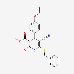molecular formula C23H22N2O4S B11657168 Methyl 6-(benzylsulfanyl)-5-cyano-4-(4-ethoxyphenyl)-2-oxo-1,2,3,4-tetrahydropyridine-3-carboxylate 