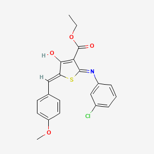 molecular formula C21H18ClNO4S B11657173 ethyl (5Z)-2-[(3-chlorophenyl)amino]-5-(4-methoxybenzylidene)-4-oxo-4,5-dihydrothiophene-3-carboxylate 