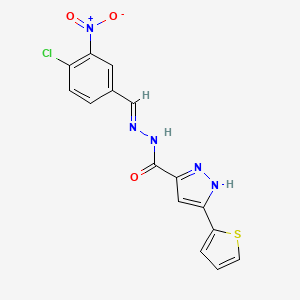 molecular formula C15H10ClN5O3S B11657209 N'-[(E)-(4-chloro-3-nitrophenyl)methylidene]-3-(2-thienyl)-1H-pyrazole-5-carbohydrazide 