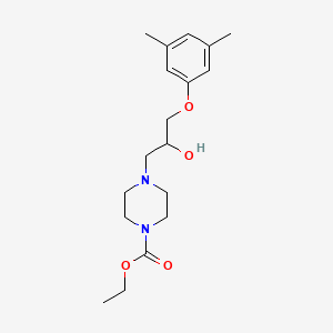 molecular formula C18H28N2O4 B11657272 Ethyl 4-[3-(3,5-dimethylphenoxy)-2-hydroxypropyl]piperazine-1-carboxylate 