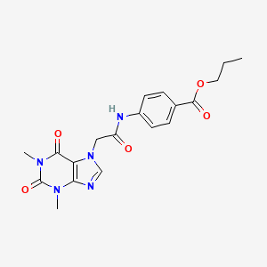 molecular formula C19H21N5O5 B11657315 propyl 4-{[(1,3-dimethyl-2,6-dioxo-1,2,3,6-tetrahydro-7H-purin-7-yl)acetyl]amino}benzoate 