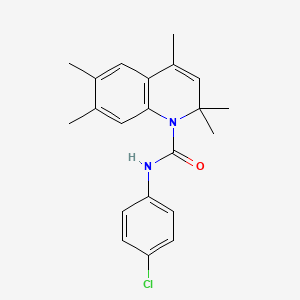 molecular formula C21H23ClN2O B11657348 N-(4-chlorophenyl)-2,2,4,6,7-pentamethylquinoline-1-carboxamide 