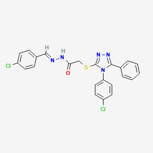 molecular formula C23H17Cl2N5OS B11657443 N'-[(E)-(4-chlorophenyl)methylidene]-2-{[4-(4-chlorophenyl)-5-phenyl-4H-1,2,4-triazol-3-yl]sulfanyl}acetohydrazide 