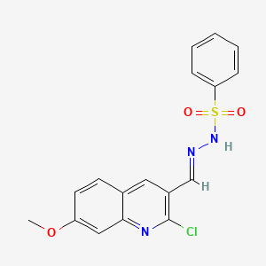 molecular formula C17H14ClN3O3S B11657444 N'-[(E)-(2-chloro-7-methoxyquinolin-3-yl)methylidene]benzenesulfonohydrazide 