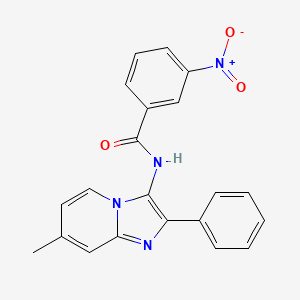 molecular formula C21H16N4O3 B11657775 N-{7-Methyl-2-phenylimidazo[1,2-A]pyridin-3-YL}-3-nitrobenzamide 