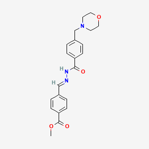 molecular formula C21H23N3O4 B11657880 methyl 4-[(E)-(2-{[4-(morpholin-4-ylmethyl)phenyl]carbonyl}hydrazinylidene)methyl]benzoate 