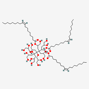 molecular formula C84H158O23 B1165811 [5,6-bis(2,3-dihydroxypropoxy)-3,4,5,6-tetrakis(2,3-dihydroxypropyl)-8,9-dihydroxy-4-[3-hydroxy-2-[(Z)-octadec-9-enoyl]oxypropyl]-2-[(Z)-octadec-9-enoyl]oxynonyl] (Z)-octadec-9-enoate CAS No. 102051-00-3