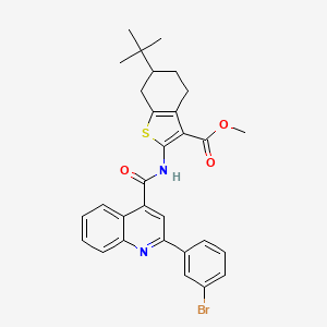 molecular formula C30H29BrN2O3S B11658205 Methyl 2-({[2-(3-bromophenyl)quinolin-4-yl]carbonyl}amino)-6-tert-butyl-4,5,6,7-tetrahydro-1-benzothiophene-3-carboxylate 