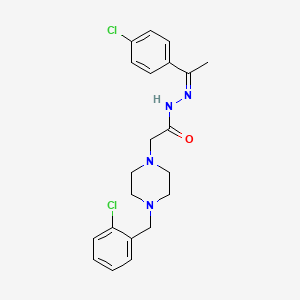 molecular formula C21H24Cl2N4O B11658240 N'-[(1Z)-1-(4-Chlorophenyl)ethylidene]-2-{4-[(2-chlorophenyl)methyl]piperazin-1-YL}acetohydrazide 