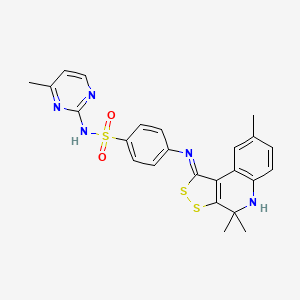 molecular formula C24H23N5O2S3 B11658248 N-(4-methylpyrimidin-2-yl)-4-{[(1Z)-4,4,8-trimethyl-4,5-dihydro-1H-[1,2]dithiolo[3,4-c]quinolin-1-ylidene]amino}benzenesulfonamide 