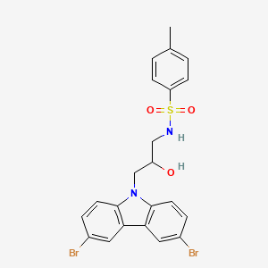 molecular formula C22H20Br2N2O3S B11658256 N-[3-(3,6-dibromo-9H-carbazol-9-yl)-2-hydroxypropyl]-4-methylbenzenesulfonamide 