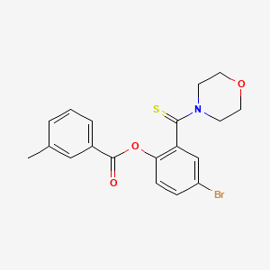 molecular formula C19H18BrNO3S B11658260 4-Bromo-2-(morpholine-4-carbothioyl)phenyl 3-methylbenzoate 