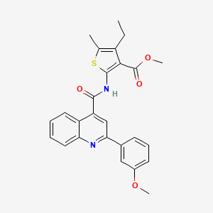 molecular formula C26H24N2O4S B11658325 Methyl 4-ethyl-2-({[2-(3-methoxyphenyl)quinolin-4-yl]carbonyl}amino)-5-methylthiophene-3-carboxylate 
