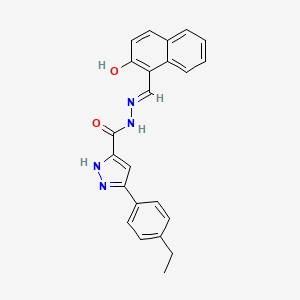 molecular formula C23H20N4O2 B11658328 3-(4-ethylphenyl)-N'-[(E)-(2-hydroxynaphthalen-1-yl)methylidene]-1H-pyrazole-5-carbohydrazide 