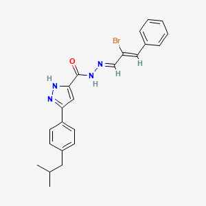 molecular formula C23H23BrN4O B11658335 N'-[(1E,2Z)-2-bromo-3-phenylprop-2-en-1-ylidene]-3-[4-(2-methylpropyl)phenyl]-1H-pyrazole-5-carbohydrazide 