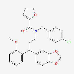 molecular formula C29H26ClNO5 B11658383 N-[3-(1,3-benzodioxol-5-yl)-3-(2-methoxyphenyl)propyl]-N-(4-chlorobenzyl)furan-2-carboxamide 