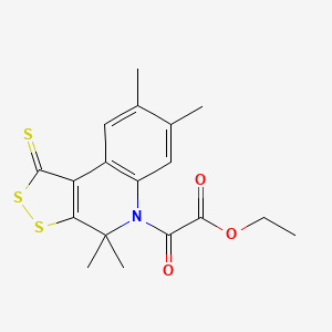 molecular formula C18H19NO3S3 B11658390 ethyl oxo(4,4,7,8-tetramethyl-1-thioxo-1,4-dihydro-5H-[1,2]dithiolo[3,4-c]quinolin-5-yl)acetate 