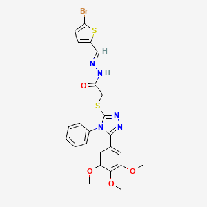 molecular formula C24H22BrN5O4S2 B11658501 N'-[(E)-(5-bromothiophen-2-yl)methylidene]-2-{[4-phenyl-5-(3,4,5-trimethoxyphenyl)-4H-1,2,4-triazol-3-yl]sulfanyl}acetohydrazide 