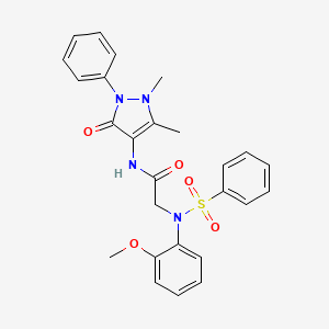 molecular formula C26H26N4O5S B11658510 N-(1,5-dimethyl-3-oxo-2-phenyl-2,3-dihydro-1H-pyrazol-4-yl)-N~2~-(2-methoxyphenyl)-N~2~-(phenylsulfonyl)glycinamide 