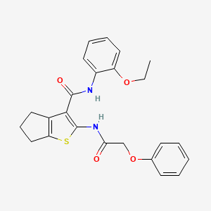 molecular formula C24H24N2O4S B11658526 N-(2-ethoxyphenyl)-2-(2-phenoxyacetamido)-4H,5H,6H-cyclopenta[b]thiophene-3-carboxamide 