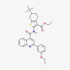 molecular formula C33H36N2O4S B11658533 Ethyl 6-tert-butyl-2-({[2-(3-ethoxyphenyl)quinolin-4-yl]carbonyl}amino)-4,5,6,7-tetrahydro-1-benzothiophene-3-carboxylate 