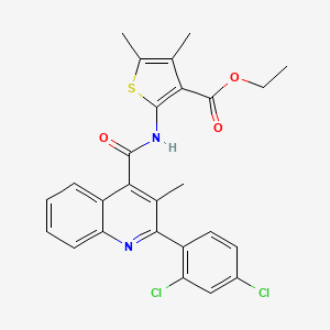 molecular formula C26H22Cl2N2O3S B11658554 Ethyl 2-({[2-(2,4-dichlorophenyl)-3-methylquinolin-4-yl]carbonyl}amino)-4,5-dimethylthiophene-3-carboxylate 