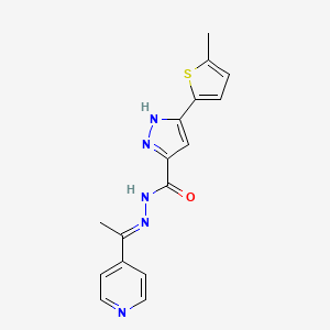 molecular formula C16H15N5OS B11658610 3-(5-methylthiophen-2-yl)-N'-[(1E)-1-(pyridin-4-yl)ethylidene]-1H-pyrazole-5-carbohydrazide CAS No. 302917-80-2