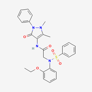 molecular formula C27H28N4O5S B11658622 N~1~-(1,5-dimethyl-3-oxo-2-phenyl-2,3-dihydro-1H-pyrazol-4-yl)-N~2~-(2-ethoxyphenyl)-N~2~-(phenylsulfonyl)glycinamide CAS No. 362000-59-7