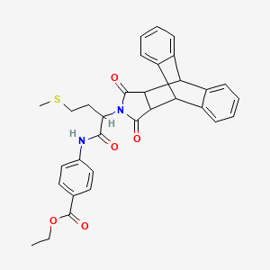 molecular formula C32H30N2O5S B11658648 Ethyl 4-{[2-(16,18-dioxo-17-azapentacyclo[6.6.5.0~2,7~.0~9,14~.0~15,19~]nonadeca-2,4,6,9,11,13-hexaen-17-yl)-4-(methylsulfanyl)butanoyl]amino}benzoate (non-preferred name) 