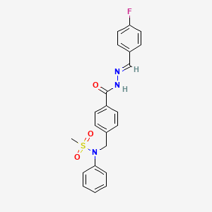 molecular formula C22H20FN3O3S B11658661 N-(4-{[(2E)-2-(4-fluorobenzylidene)hydrazinyl]carbonyl}benzyl)-N-phenylmethanesulfonamide 