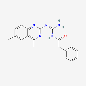 molecular formula C19H19N5O B11658664 N-[(E)-Amino[(4,6-dimethylquinazolin-2-YL)amino]methylidene]-2-phenylacetamide 