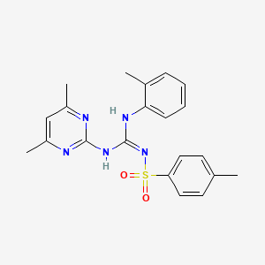 molecular formula C21H23N5O2S B11658673 N-{(Z)-[(4,6-dimethylpyrimidin-2-yl)amino][(2-methylphenyl)amino]methylidene}-4-methylbenzenesulfonamide 