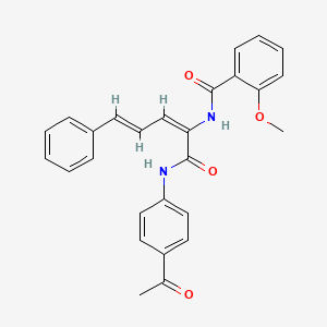 molecular formula C27H24N2O4 B11658803 N-{(2E,4E)-1-[(4-acetylphenyl)amino]-1-oxo-5-phenylpenta-2,4-dien-2-yl}-2-methoxybenzamide 